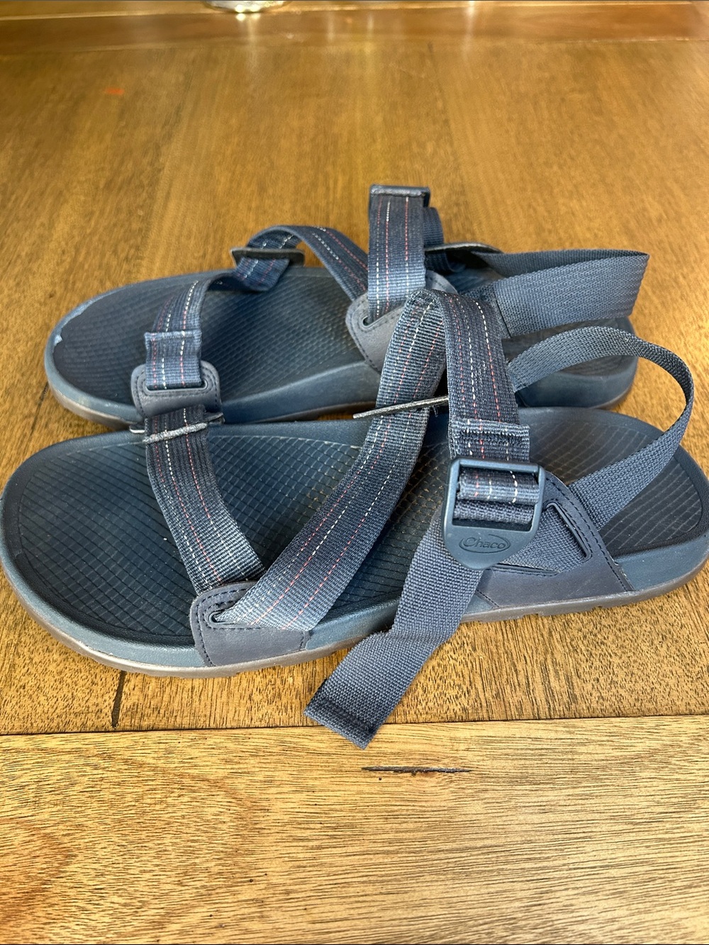 Chaco Men's Sandals in Navy with Subtle Orange and White Stitching